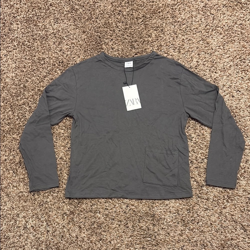 Zara Charcoal Long Sleeve Top
